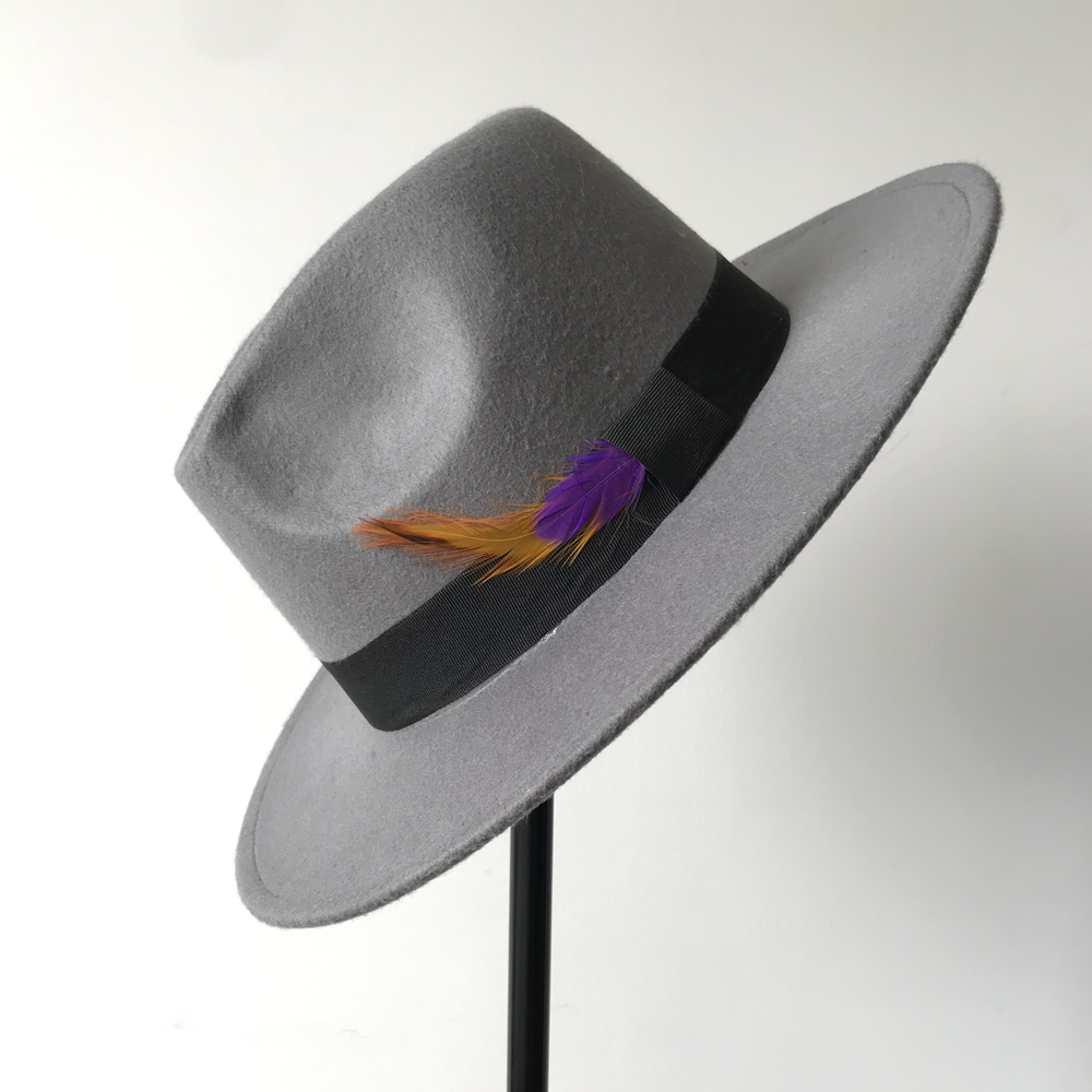 Sombrero Poliester Gris Pluma Morada Café